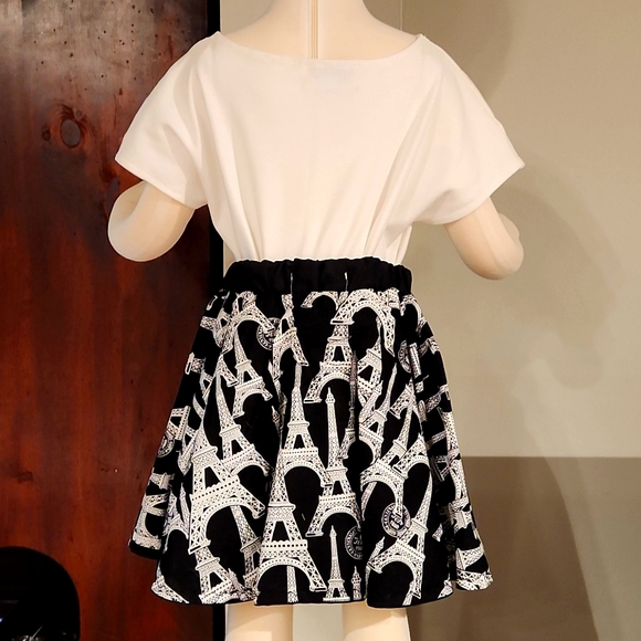 HANDMADE GIRLS 2PC TOP & SKIRT EIFFEL TOWER PRINT SIZE 4T. - Picture 5 of 7